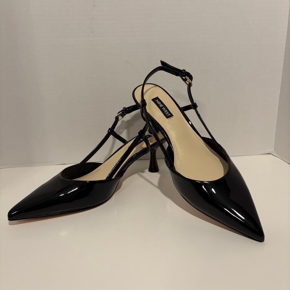 Nine West Women's Rhonda Slingback Pointed Toe Kitten Heel Pump, size 8